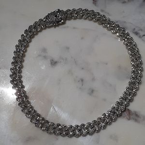 CZ cuban chain necklace and bracelet bundle